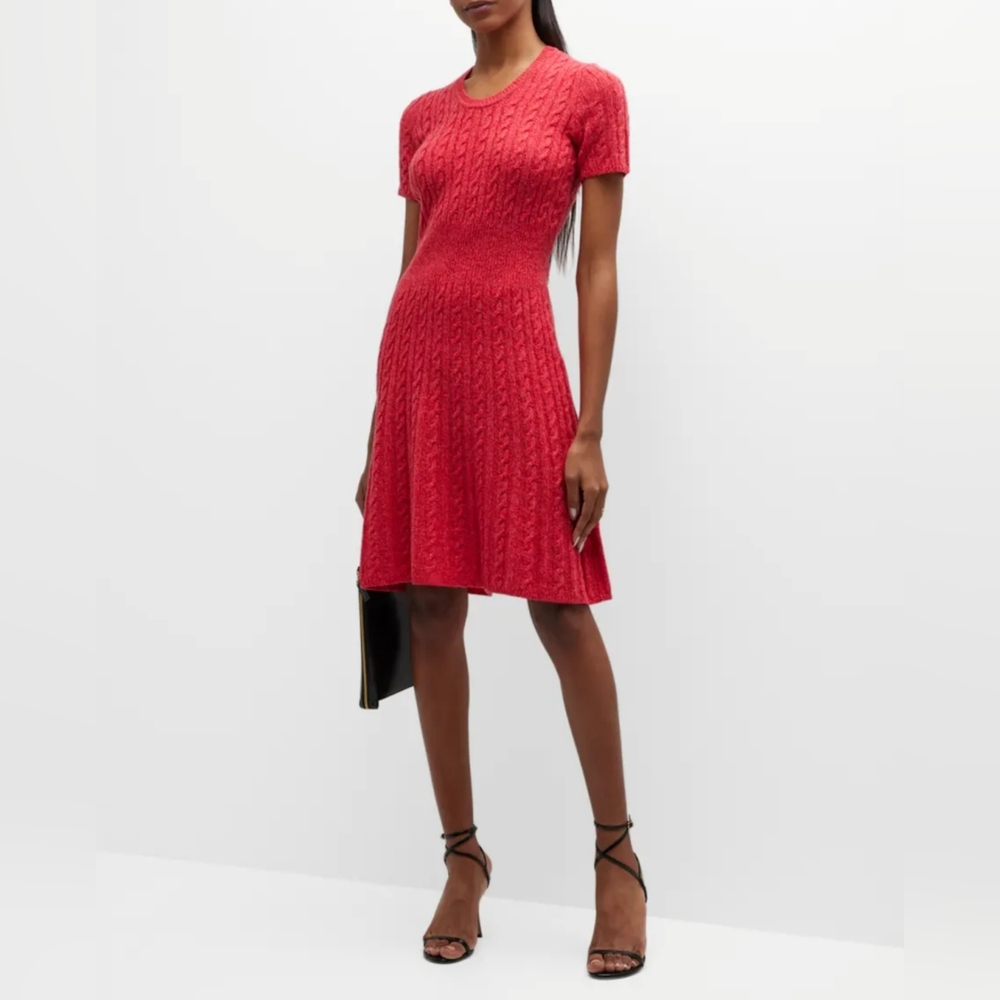 Emporio Armani Red Cable Knit Wool Dress SOLD OUT